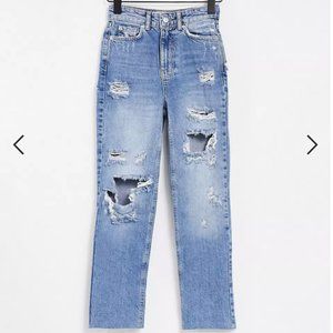 New Look ripped mom jeans - light blue